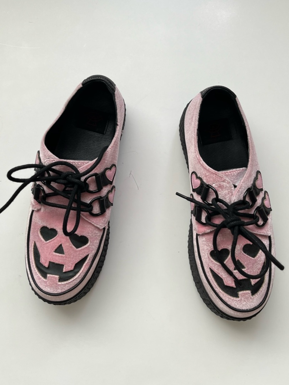 Strange Cvlt Jack O Lantern Face Velvet Platform Creepers Pink Size Women’s 10 - Picture 4 of 8